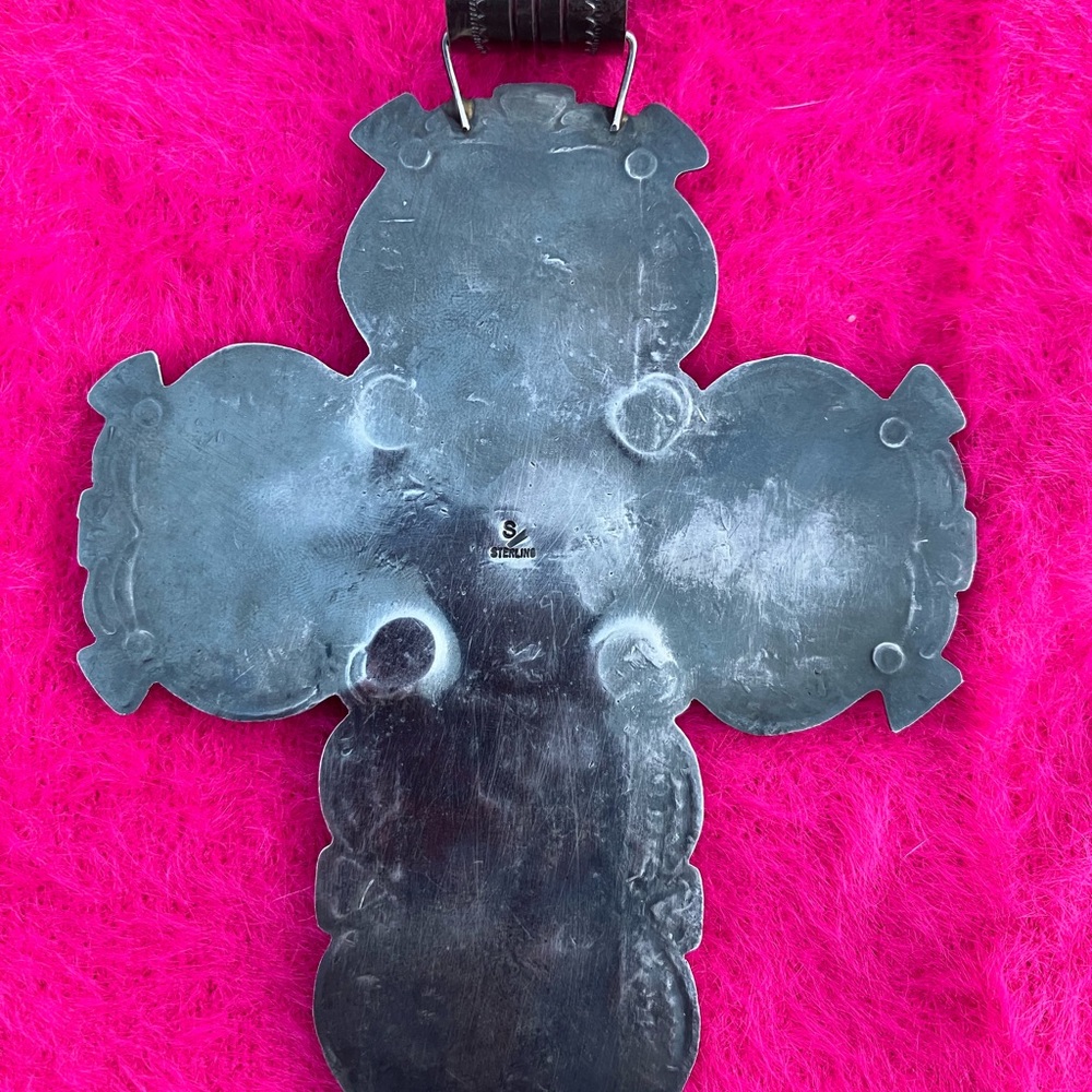⭐️Navajo Sterling Silver Royston Turquoise cross pendant Exquisite work of art - Picture 5 of 10